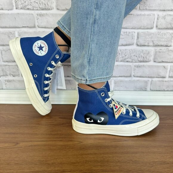 ❤️❤️Converse Chuck Taylor70 Hi Comme DES Garcons Play 8 Women Shoes Blue A08794C
